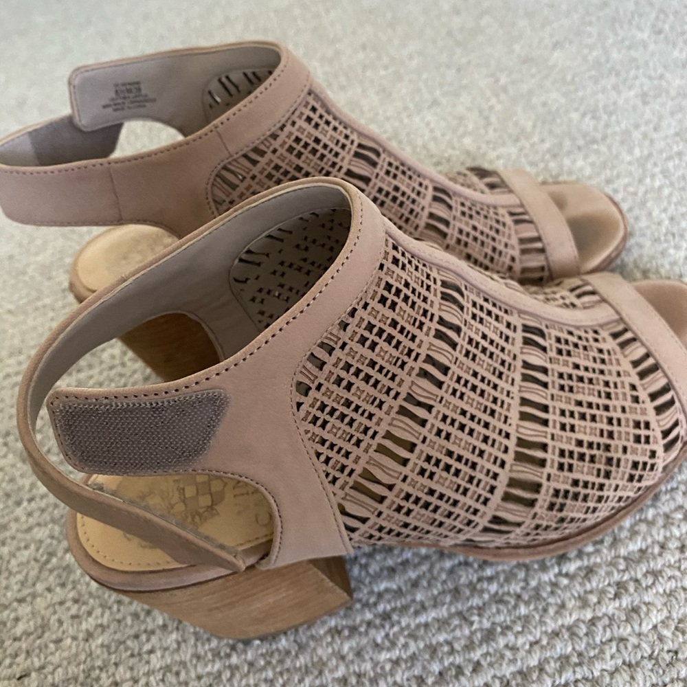 tan high heels from vince camuto (w/ toe marks)
